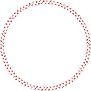 Round frame of red cat tracks. Isolated frame on white background for your design. vector