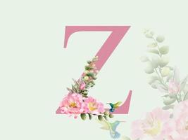 Beautiful alphabet Z with floral bouquet vector