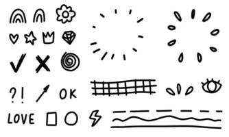 Doodle line scribble. Sketch set cute isolated line collection for office, school. vector