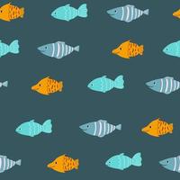 Cute fish sea pattern blue doodle. Seamless background ocean. Textiles for children. Minimalism paper scrapbook for kids. vector