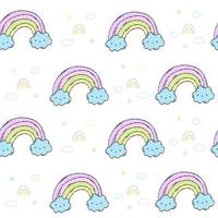 White pattern with rainbows the sky in the pastel stars. Children's textiles. Scrapbooking paper for kids. vector