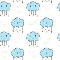 Little cute pastel clouds, rain. White pattern, scrapbooking paper. vector