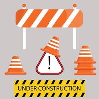 Set of sign warning under construction vector