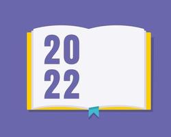 New year resolution 2022 concept.  Book with number 2022 and white blank page for list your goals in next year. vector