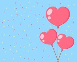 Happy Valentine Day concept. There are heart shape of balloons. Cute cartoon vector style for your design.