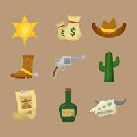 Wild West Cowboy Icon Set vector