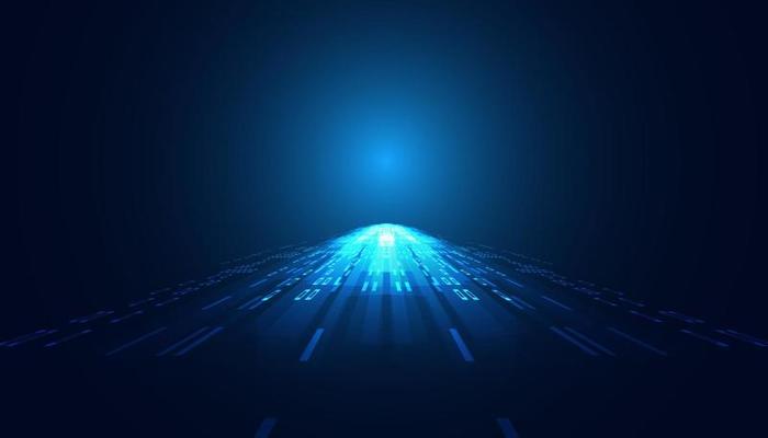 Abstract forward light perspective on blue background digital futuristic modern hi-tech space