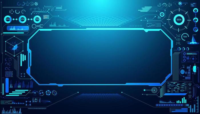 abstract technology ui futuristic concept hud interface hologram elements of digital data chart, communication, computing and circle percent vitality innovation on hi tech future design background