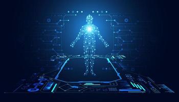 abstract technology futuristic concept of digital human body digital interface future design on hi tech background. vector