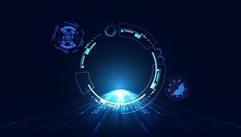 tecnología abstracta ui concepto futurista holograma de círculo espacial e innovación de velocidad en el fondo de diseño futuro de alta tecnología vector
