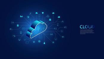 Abstract cloud technology with big data and interface concept Connection by collecting data in the cloud With large data storage systems on hi tech background. vector