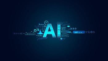Abstract technology Ai computing concept Ai circle working data of Artificial intelligence and futuristic digital for future on dark blue background. vector