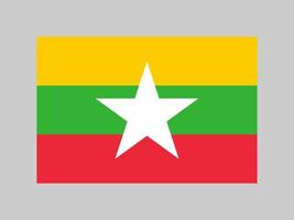 Myanmar flag, official colors and proportion. Vector illustration.