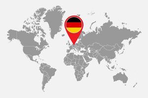 Pin map with Germany flag on world map.Vector illustration. vector