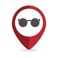 Map pointer with glasses icon. Vector illustration.