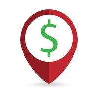 Map pointer with dollar sign. Vector illustration.