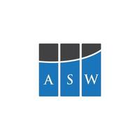 diseño de logotipo de letra asw sobre fondo negro. concepto de logotipo de letra de iniciales creativas asw. diseño de letras asw. vector