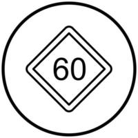 estilo de icono de límite de velocidad 60 vector