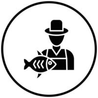 estilo de icono de pescador vector