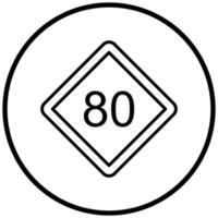 estilo de icono de límite de velocidad 80 vector