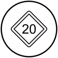 estilo de icono de límite de velocidad 20 vector