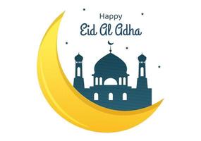 Eid al Adha Background Cartoon Illustration for the Celebration of Muslim with Slaughtering an Animal as a Cow, Goat or Camel and share it vector