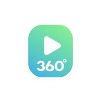 icono de video de 360 grados en blanco vector