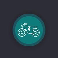 icono de bicicleta eléctrica, lineal vector