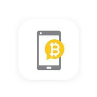 Mobile payment with bitcoin icon vector
