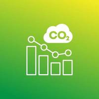 gas co2, icono de reducción de emisiones de carbono con un gráfico vector