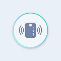icono de tarjeta de crédito sin contacto, tarjeta con onda de radio exterior, señal de pago con tarjeta de crédito, icono de estilo redondo, ilustración vectorial