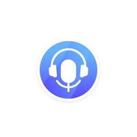 Podcast icon for app with headset and mike vector