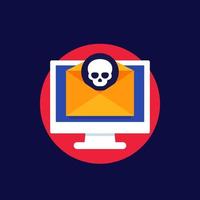 malware, email with computer virus icon vector