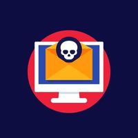 malware, email with computer virus icon vector