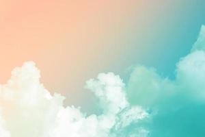 beauty sweet pastel green orange colorful with fluffy clouds on sky. multi color rainbow image. abstract fantasy growing light photo