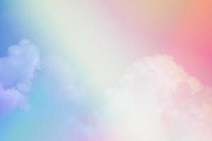 beauty sweet pastel red yellow  colorful with fluffy clouds on sky. multi color rainbow image. abstract fantasy growing light photo