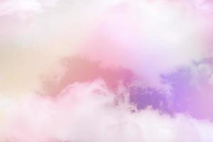 beauty sweet pastel orange pink colorful with fluffy clouds on sky. multi color rainbow image. abstract fantasy growing light photo