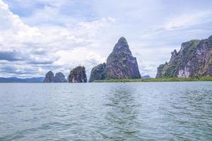 Beauty high hill Sametnangshe Point of mountain island view in Thailand. Island and forest mangrove. Beautiful scenery ocean. Phang nga vacation destination. photo
