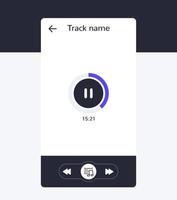 Audio player interface, mobile app design vector