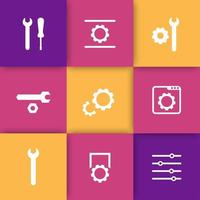 settings, configuration, development icons for websites and apps, vector illustration