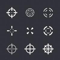 crosshairs set, elements for game design, white on dark vector