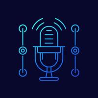 microphone line icon for apps and web vector