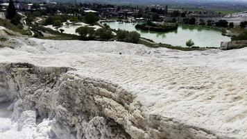 Natural Carbonate Mineral and Thermal Spring Water Place in Pamukkale Turkey Called Cotton Castle in English video
