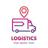 icono de logística en estilo lineal, transporte, pictograma de entrega en blanco vector