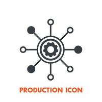 icono de producción en blanco vector