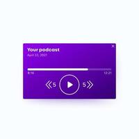 Podcast player interface design, vector