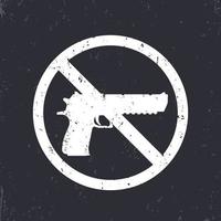 no guns sign with pistol, handgun silhouette, no weapons allowed, white on dark, vector illustration