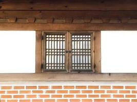 Small wooden window in traditional Korean house photo