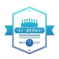 Bowling tournament emblem on white, vector illustration