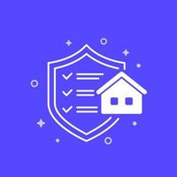 House insurance icon with home and shield vector